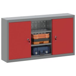 vidaXL Gereedschapskast met plank Rood en Grijs 100 x 20 x 55 cm Staal
