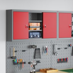 vidaXL Gereedschapskast met plank Rood en Grijs 100 x 20 x 55 cm