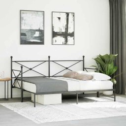 vidaXL Slaapbank met onderschuifbed zonder matras 75x190cm staal zwart