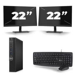 Dell OptiPlex 3070 Micro USFF - Intel Core i5-9e Generatie - 8GB RAM - 256GB SSD - Windows 11 + 2x 22 inch Monitor