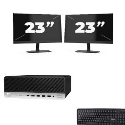 HP ProDesk 600 G5 SFF - Intel Core i3-9e Generatie - 8GB RAM - 256GB SSD - Windows 11 + 2x 23 inch Monitor