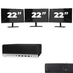 HP ProDesk 600 G5 SFF - Intel Core i3-9e Generatie - 8GB RAM - 256GB SSD - Windows 11 + 3x 22 inch Monitor
