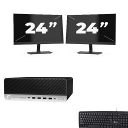 HP ProDesk 600 G5 SFF - Intel Core i7-8e Generatie - 8GB RAM - 256GB SSD - Windows 11 + 2x 24 inch Monitor