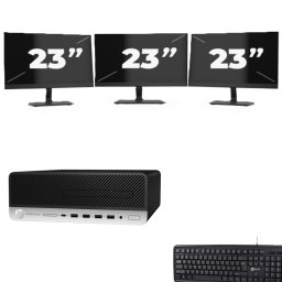 HP ProDesk 600 G5 SFF - Intel Core i7-8e Generatie - 8GB RAM - 256GB SSD - Windows 11 + 3x 23 inch Monitor