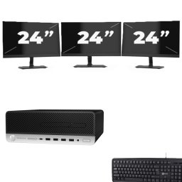 HP ProDesk 600 G5 SFF - Intel Core i5-9e Generatie - 8GB RAM - 256GB SSD - Windows 11 + 3x 24 inch Monitor
