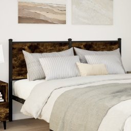 vidaXL Vervangend hoofdbord 140 cm bewerkt hout en staal gerookt eikenkleurig