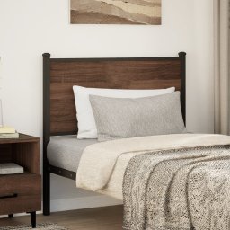 vidaXL Vervangend hoofdbord 80 cm bewerkt hout en staal bruin eikenkleurig