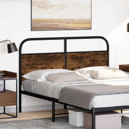 vidaXL Vervangend hoofdbord 135 cm staal en bewerkt hout gerookt eikenkleurig