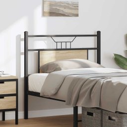 vidaXL Vervangend hoofdbord 90 cm spaanplaat sonoma eikenkleurig hout en staal