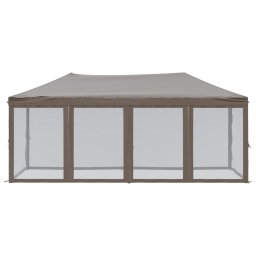 vidaXL Partytent inklapbaar met zijwanden 3x6 m taupe