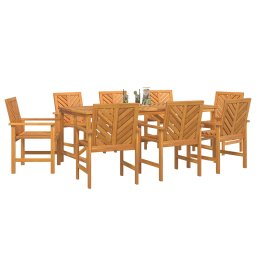 vidaXL Tuin eettafelset 9 st Bruin 200 x 90 x 74 cm Massief Acaciahout