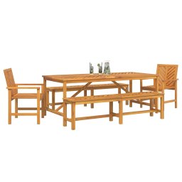 vidaXL Tuin eettafelset 5 st Bruin 200 x 90 x 74 cm Massief Acaciahout