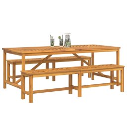 vidaXL Tuin eettafelset 3 st Bruin 200 x 90 x 74 cm Massief Acaciahout