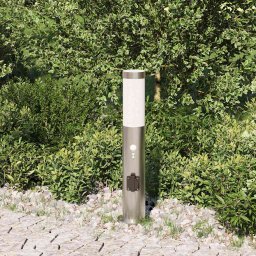 vidaXL Bolderverlichting met sensor en stopcontact 50 cm roestvrij staal IP44
