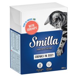 6x380 g Smilla Hapjes in Gelei Garnalen Katten Natvoer