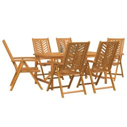 vidaXL Tuin eettafelset 7 st Bruin 150 x 90 x 74 cm Massief Acaciahout