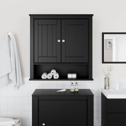 vidaXL Badkamerkast BERG 69,5x27x71,5 cm massief grenenhout zwart