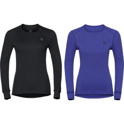 Odlo - Maat L - Suw Top Crew Neck L/S Active Warm 2 Pack Dames Thermoshirt - Black/Deep Blue