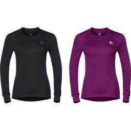 Odlo - Maat XL - Suw Top Crew Neck L/S Active Warm 2 Pack Dames Thermoshirt - Black/Sangia