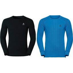 Odlo - Maat M - Shirt L/S Crew Neck Active Warm 2 Pack Heren Thermoshirt - Black/Blue Jewel