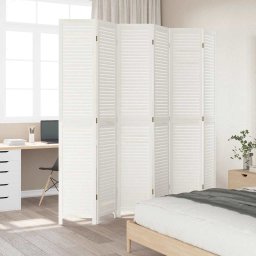 vidaXL Kamerscherm met 6 panelen massief paulowniahout retro wit