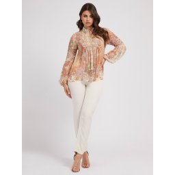Guess Maat M Paz Paisley Print Dames Blouse - Multi - Maat M