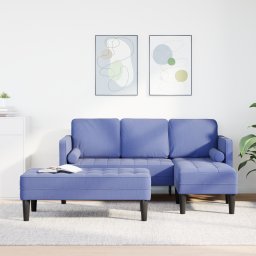 vidaXL Bankstel met kussen 2 pcs Jeans Blauw Polyester