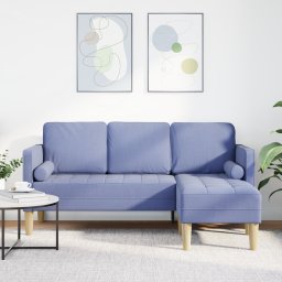 vidaXL Bankstel met kussen Jeans Blauw Polyester