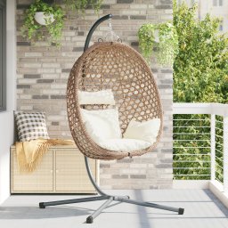 vidaXL Hangende ei-stoel poly rattan 104 x 100 x 191 cm Licht crème