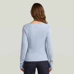 Slim Henley Longsleeve T-Shirt - Lichtblauw - Dames