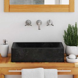 vidaXL Gootsteen 45x30x12 cm marmer hoogglans zwart