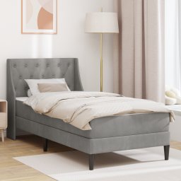vidaXL Bedframe met matras Lichtgrijs 80 x 200 cm Fluweel