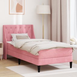 vidaXL Bedframe met matras met matras Roze 80 x 200 cm Fluweel