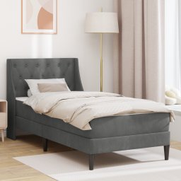 vidaXL Bedframe met matras met matras Donkergrijs 90 x 200 cm Fluweel