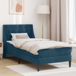 vidaXL Bedframe met matras met matras Blauw 100 x 200 cm Fluweel
