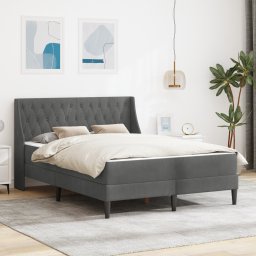 vidaXL Bedframe met matras met matras Donkergrijs 140 x 190 cm Fluweel