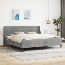 vidaXL Bedframe met matras met matras Lichtgrijs 200 x 200 cm Fluweel