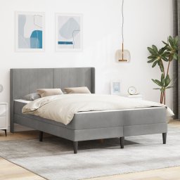 vidaXL Bedframe met matras Lichtgrijs 160 x 200 cm Fluweel