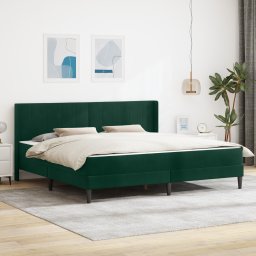 vidaXL Bedframe met matras Donkergroen 200 x 200 cm Fluweel