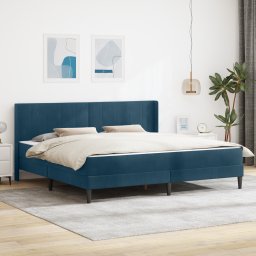 vidaXL Bedframe met matras met hoofdeinde Blauw 200 x 200 cm Fluweel
