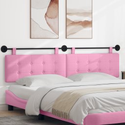 vidaXL Hangend hoofdbord Roze Stof