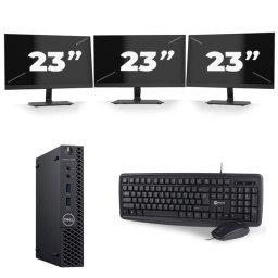 Dell Optiplex 3060 Micro USFF - Intel Core i5-8e Generatie - 8GB RAM - 256GB SSD - Windows 11 + 3x 23 inch Monitor