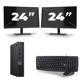Dell Optiplex 3060 Micro USFF - Intel Core i7-8e Generatie - 8GB RAM - 256GB SSD - Windows 11 + 2x 24 inch Monitor