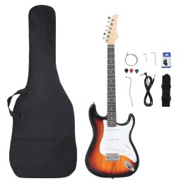 vidaXL Gitaar voor beginners elektrisch met tas 4/4 39" bruin en wit