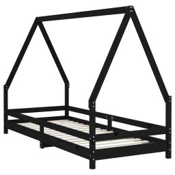 vidaXL Kinderbedframe 80x200 cm massief grenenhout zwart