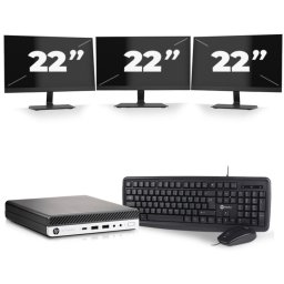 HP EliteDesk 800 G5 USFF - Intel Core i5-9e Generatie - 8GB RAM - 256GB SSD - Windows 11 + 3x 22 inch Monitor