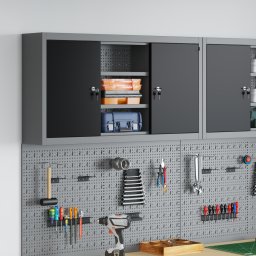 vidaXL Gereedschapskast met plank Zwart en Grijs 100 x 20 x 55 cm