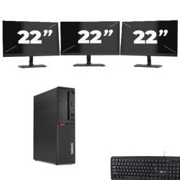 Lenovo ThinkCentre M720s SFF - Intel Core i3-9e Generatie - 8GB RAM - 256GB SSD - Windows 11 + 3x 22 inch Monitor