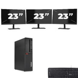 Lenovo ThinkCentre M720s SFF - Intel Core i3-9e Generatie - 8GB RAM - 256GB SSD - Windows 11 + 3x 23 inch Monitor