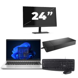 HP EliteBook 640 G9 - Intel Core i5-12e Generatie - 14 inch - 8GB RAM - 256GB SSD - Windows 11 Home + 1x 24 inch Monitor